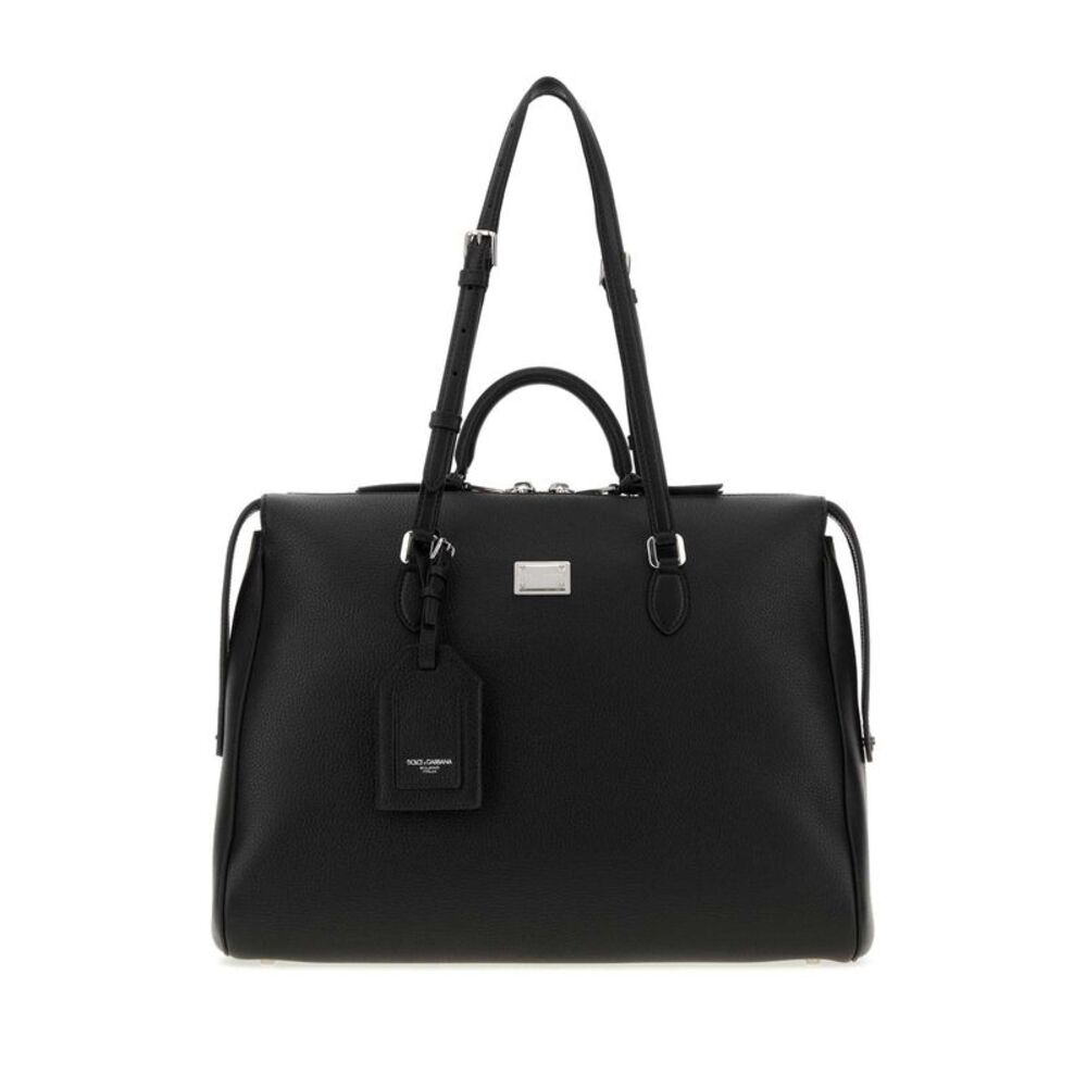 Dolce & Gabbana Men Black Leather Vittoria Handbag